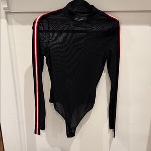Blush Black Bodysuit with Red and White Stripes